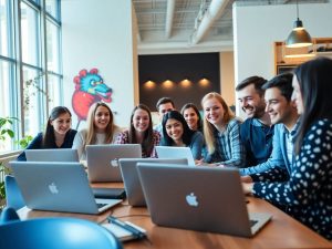 AfaceriStart-up 72 Grup divers de antreprenori tineri în birou modern.