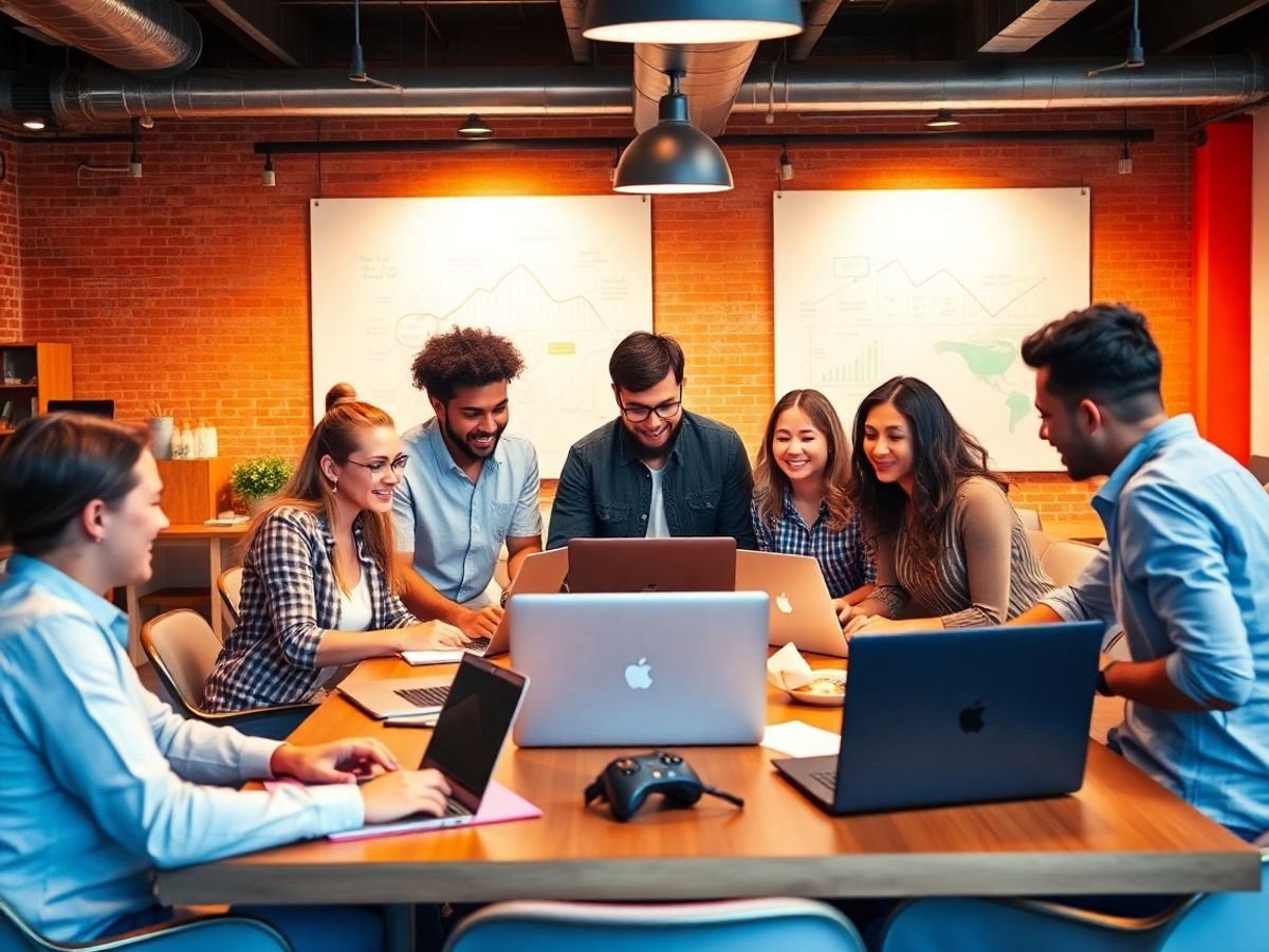 Echipa diversă lucrând împreună la birou.