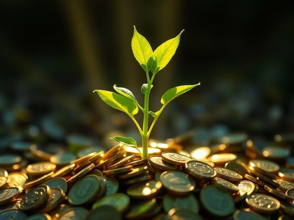 Startup verde iluminat de soare, cu plante vibrante.
