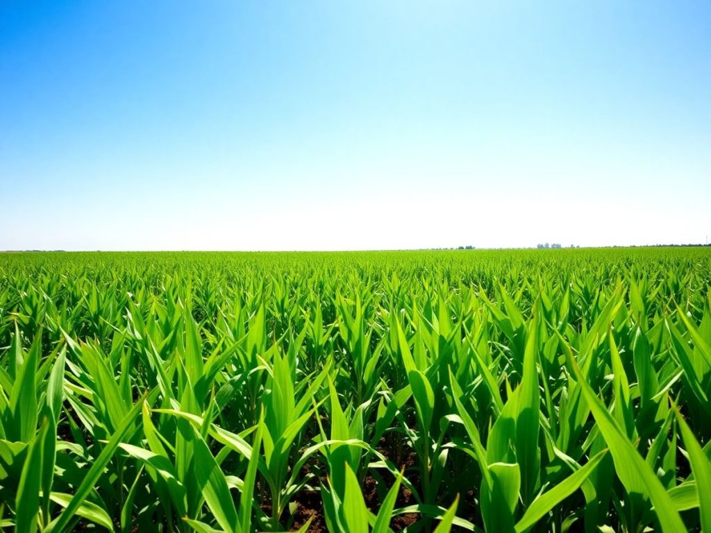 Câmpuri agricole verzi sub cer senin.