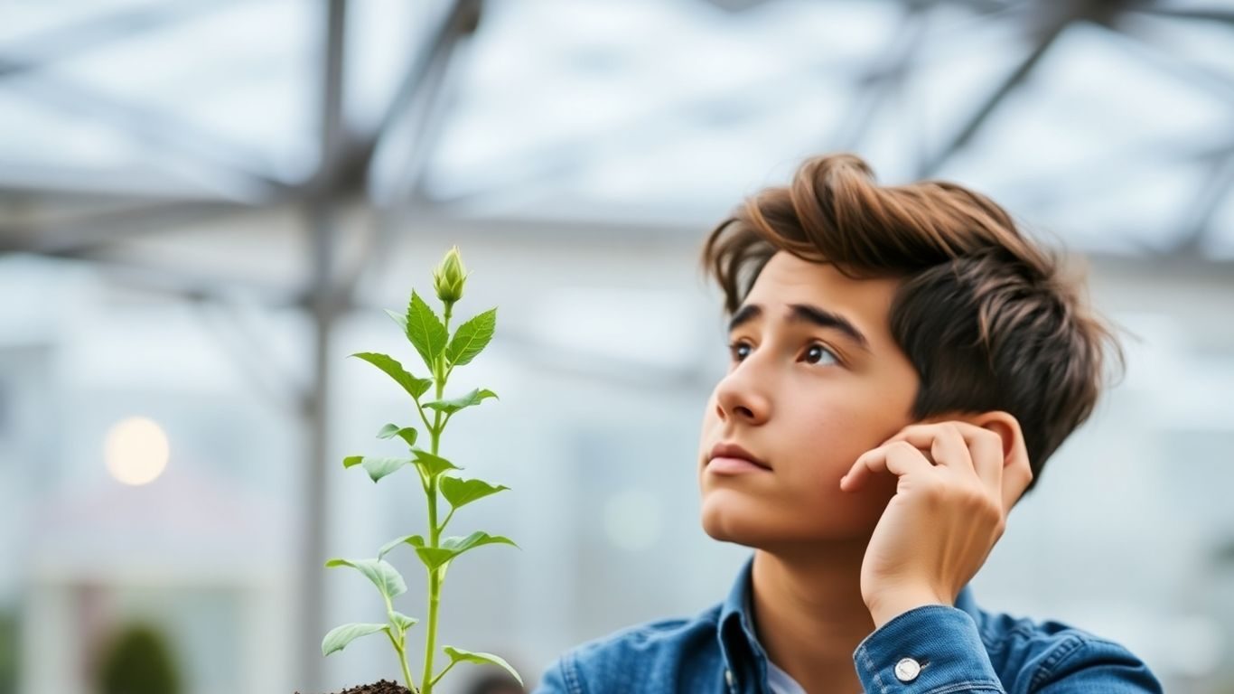 Antreprenor tânăr cu o plantă în creștere
